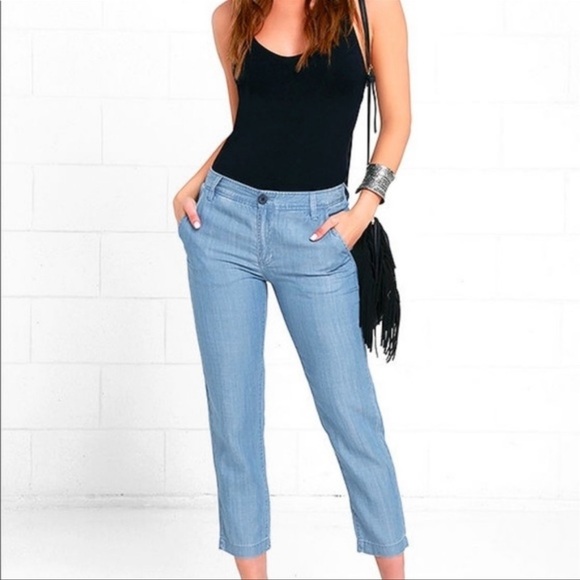 RVCA Lowlanded Chambray Casual Trousers 27 NWT - Picture 1 of 12